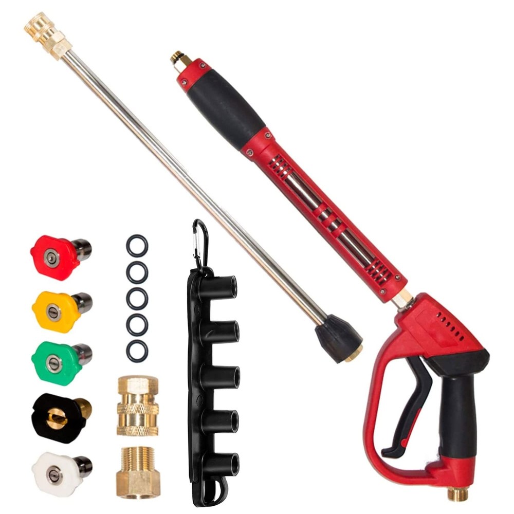 Pressure Washer , Red High Power Washer with Wand Extension, 5 Nozzle Tips, M...
