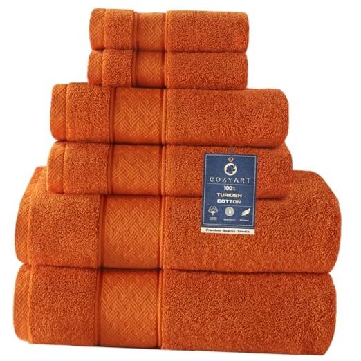 6-Piece Orange Bath Towel Set - 2 Bath & 2 Hand Towels