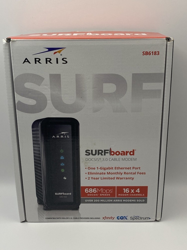 ARRIS SURFboard (16x4) DOCSIS 3.0 Cable Modem SB6183 Black 612572216712