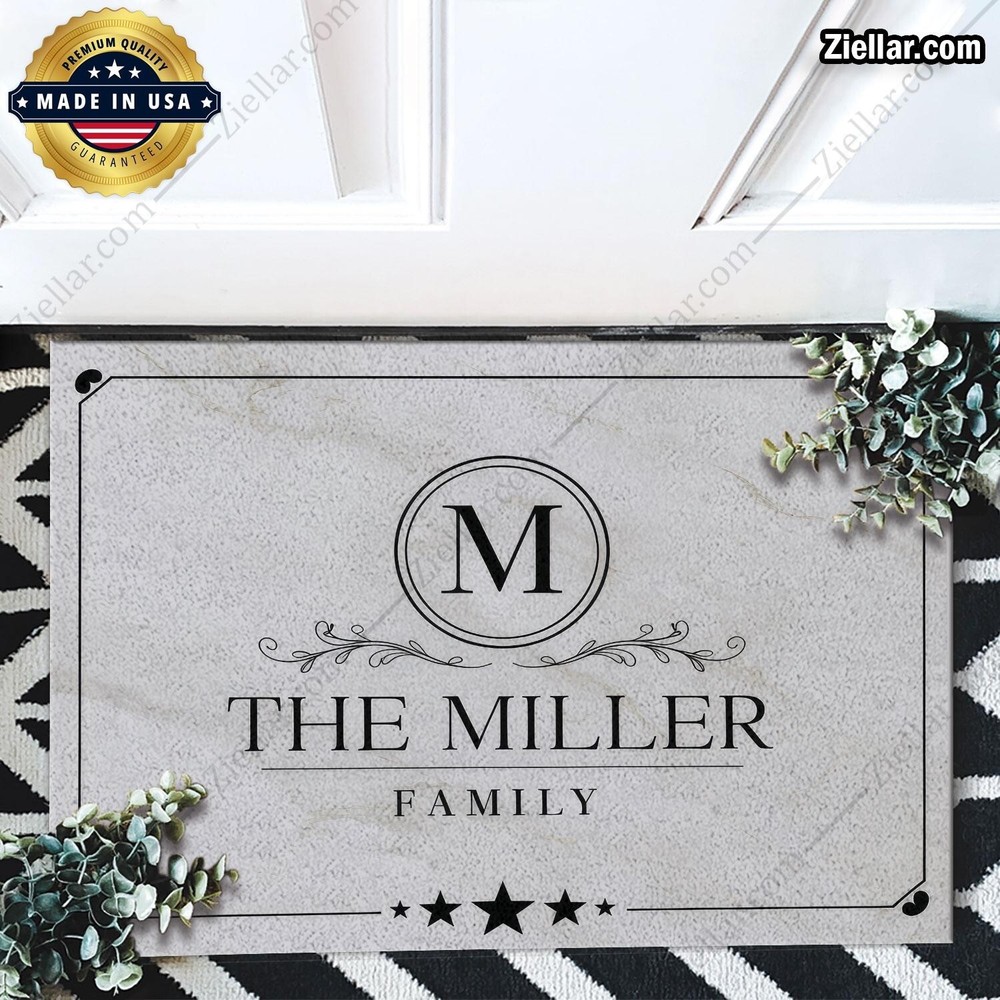 Custom Marble-Look Doormat with Family Initials