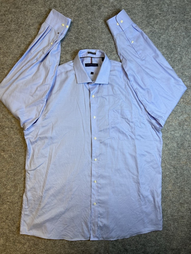 Tommy Hilfiger Men's Blue Long Sleeve Button-Down Collared Shirt Size XL 36-37