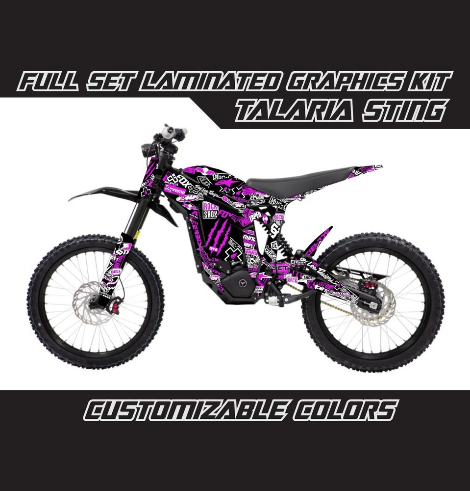 TALARIA STING Purple Black Stickerbomb Decals Stickers Skin Wrap Graphics Kit