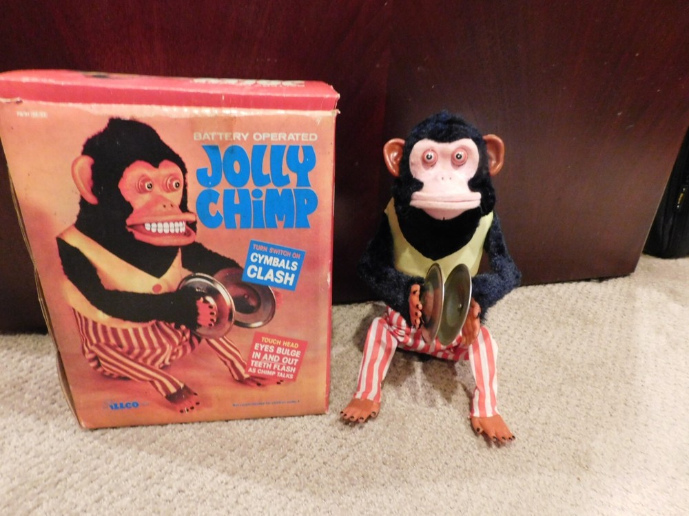 Vintage Hsin Chi Toys Jolly Chimp with Cymbals in Original Box Non-Working