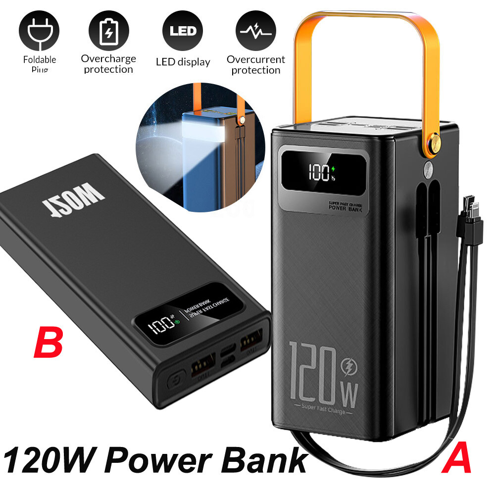 70000mAh Portable 120W Power Bank Large Capacity External Battery Fast Charging
