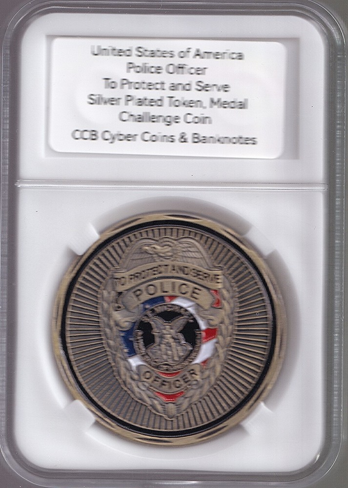 US Police Officer to Protect and Serve Bronze-Plated Token/Medal Challenge Coin