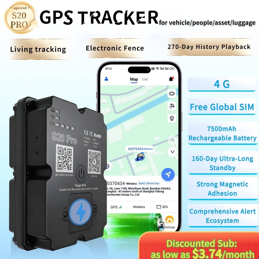 4G Real Time GPS Tracker for Vehicles Car Magnetic Waterproof  160-Day battery