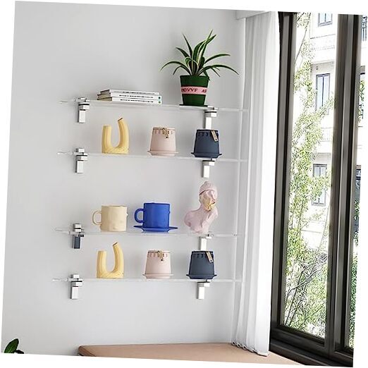 Clear Acrylic Shelf, Set of 2 Invisible Wall Shelves Wall 13.8 Inch Set Of 4
