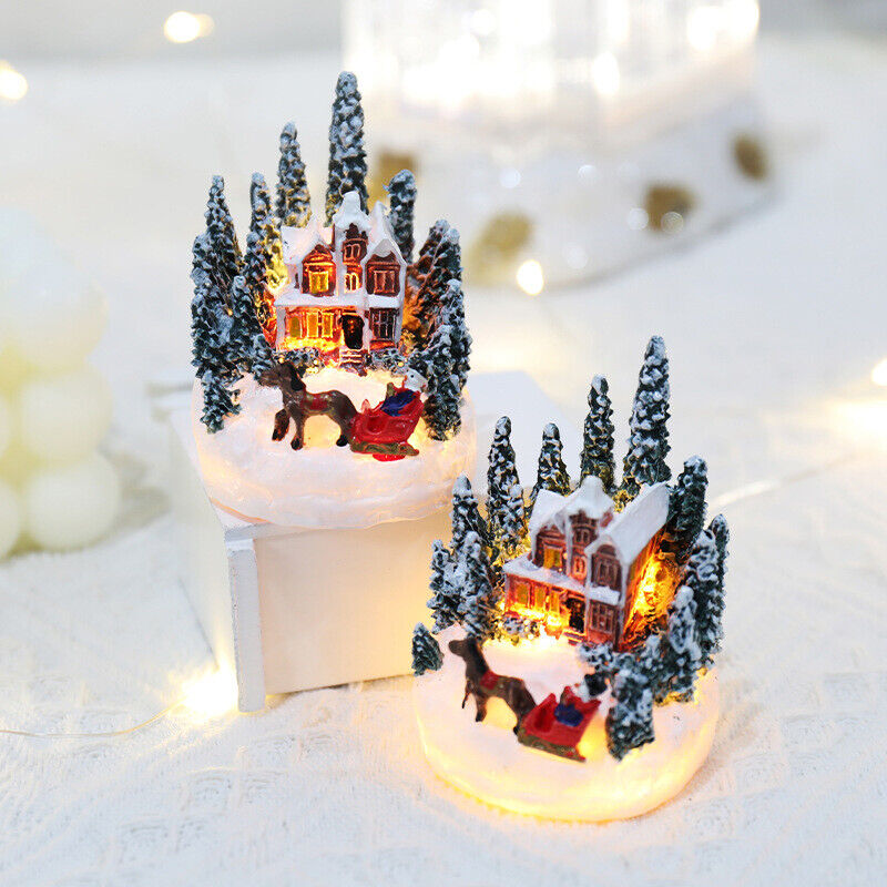 Christmas LED Light Ornaments Santa Castle Snow House Luminous Crafts 2024 New