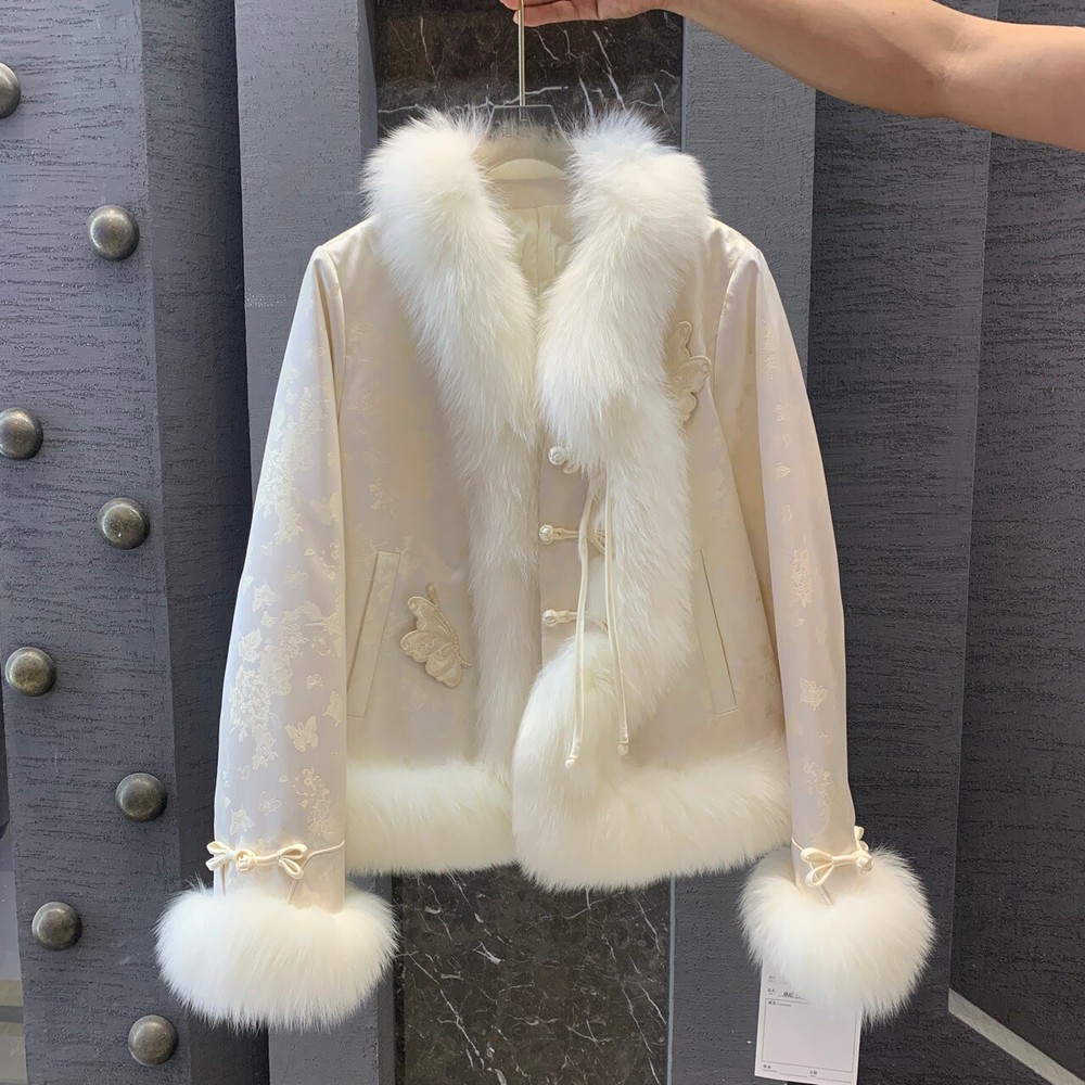 2024 Winter New Chinese Style Women's Button Goose Down Jacket Thicken Warm Coat