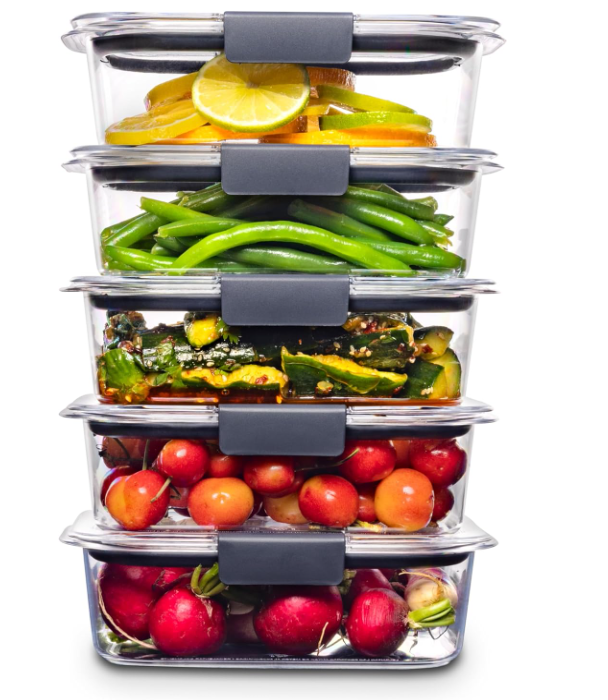 Rubbermaid Brilliance Food Storage Containers Set of 5 3.2 Cup Leak Proof