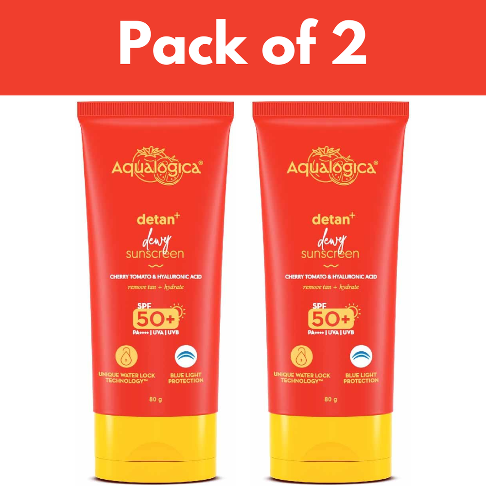 Aqualogica Detan+ Dewy SPF 50 PA++++ Sunscreen with Cherry Tomato 80g