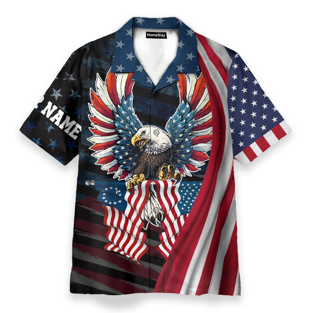 Custom Name United States Eagle   Personalized Hawaiian Shirt