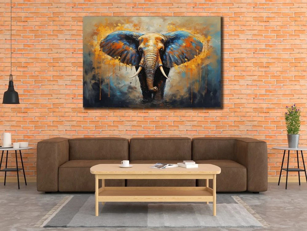Colorful Elephant Abstract Oil Paint Unframed Canvas Print Australian Wall Art
