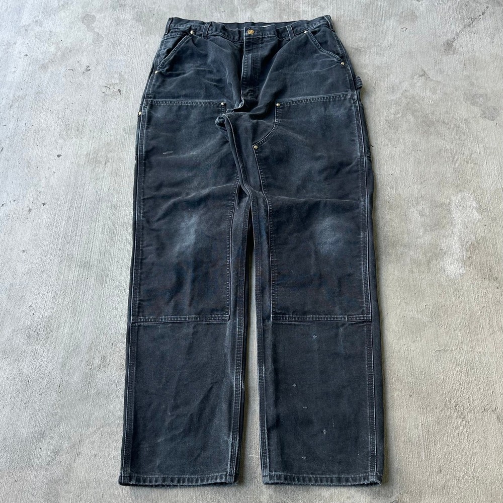 Vintage Y2K black Carhartt double knee work wear carpenter pants