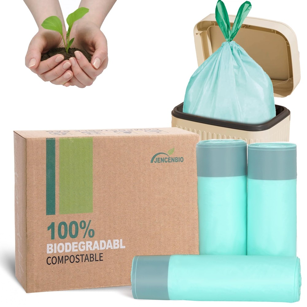 4 Gallon Compostable Handle Trash Bags with Drawstring Extra Thick 0.78 Mils ...