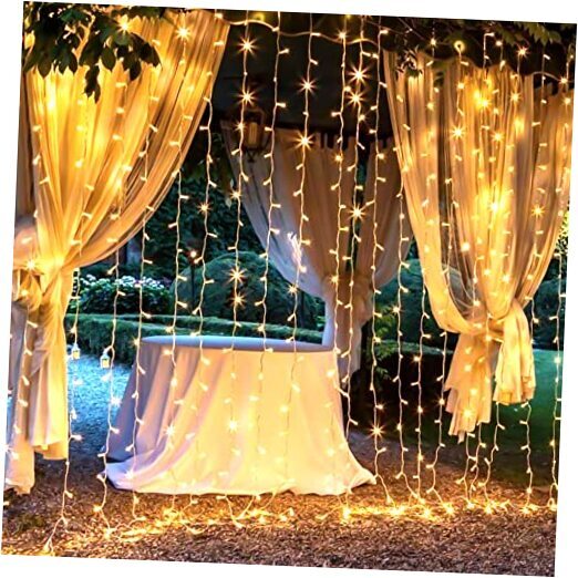 300 LED Curtain String Lights, 9.8 FT Hanging Fairy Lights 300LED Warm White