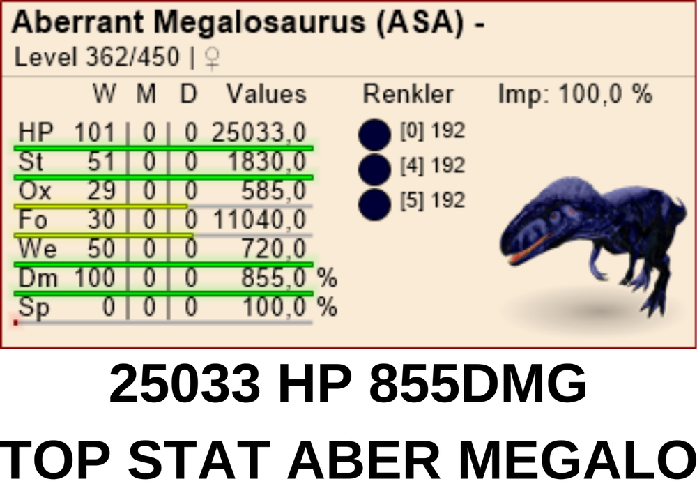 ABERRANT MEGALOSAURUS %100 imprint & EGGS 🐣 Ark Survival Ascended Official PVE
