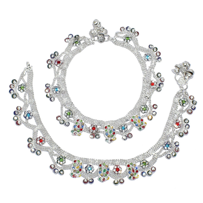 Women Barefoot Sandal Anklet Fashion Mulicolor Crystal Jewelry Payal Bracelet