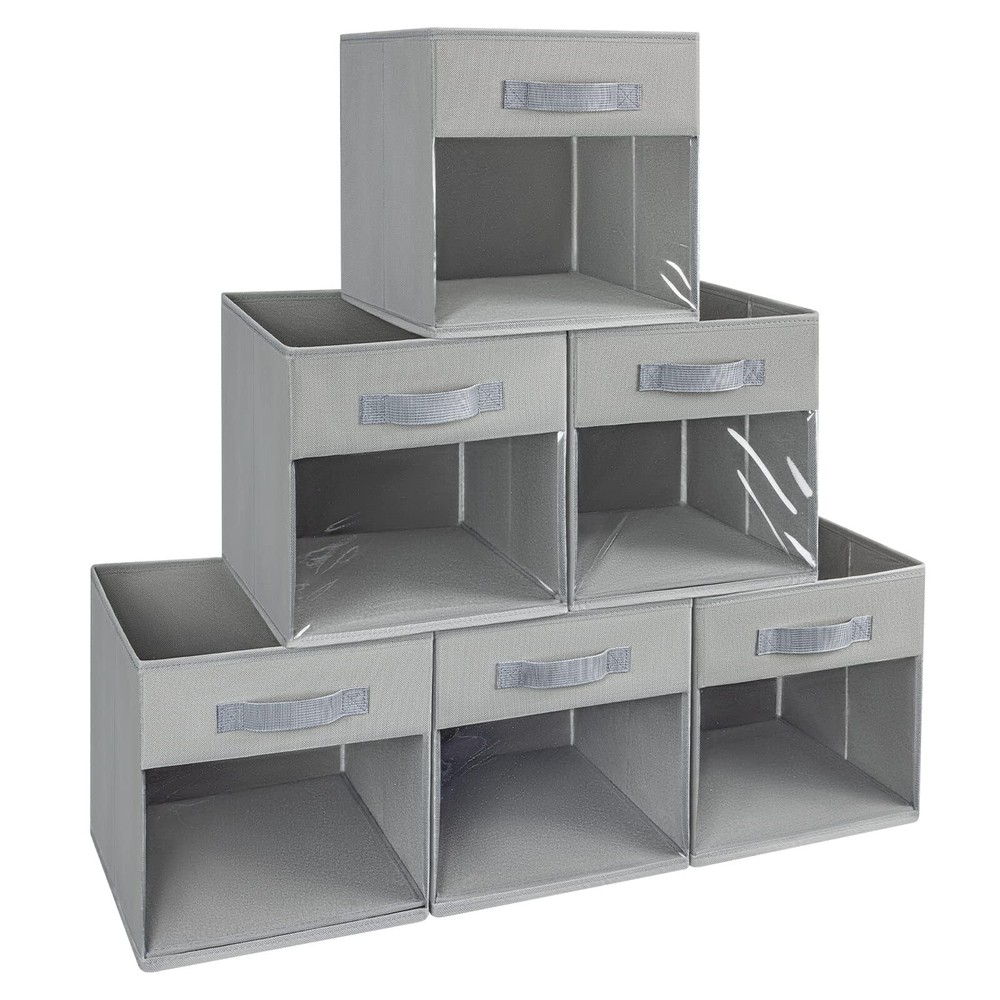 DIMJ 6-Pack Foldable Storage Cubes with Clear Window for Organizing