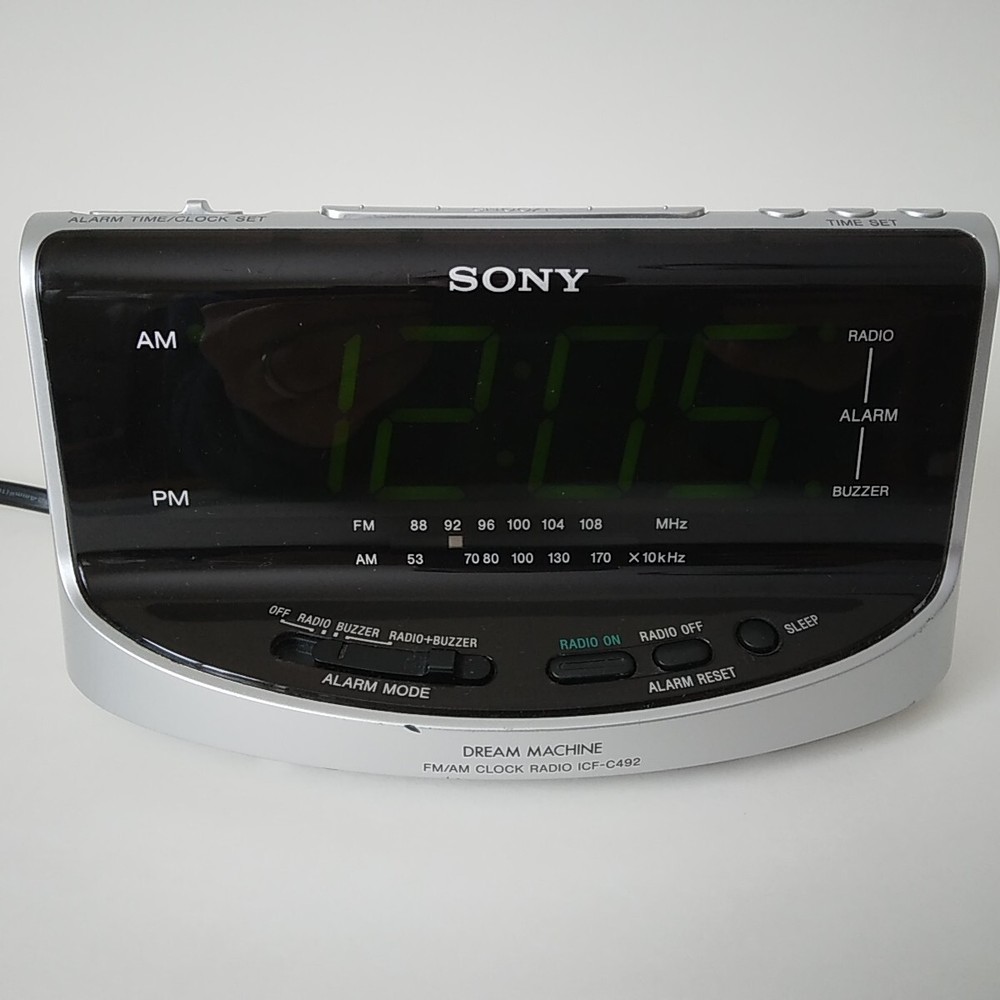 Sony Dream Machine ICF-C492 Radio Alarm Clock-Corded/Battery Bkup-Tested Works
