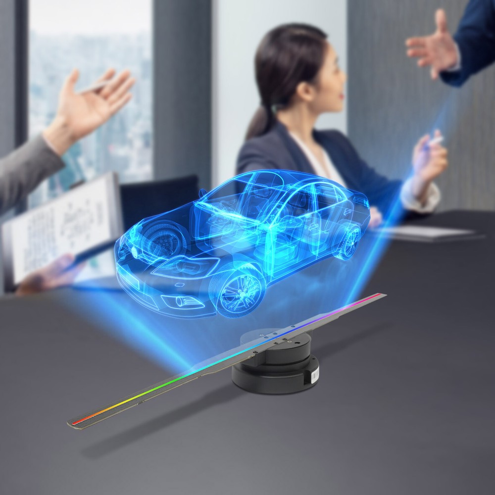 3D 1080P LED Holographic Fan Hologram Fan Projector Light RGB Sign Bar w/Control