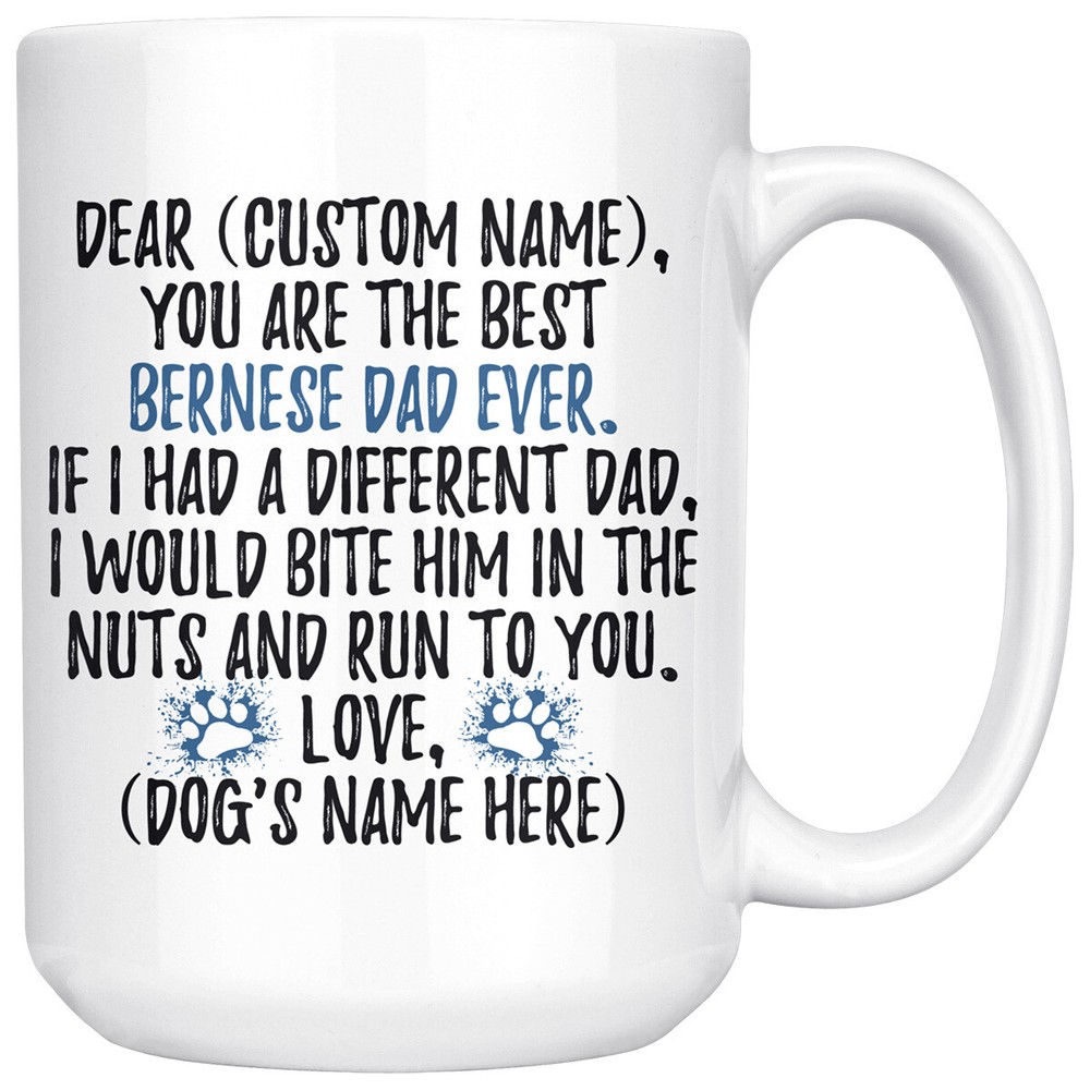 Personalized Bernese Mountain Dog Dad Mug, Bernese Dog Owner Men Gifts