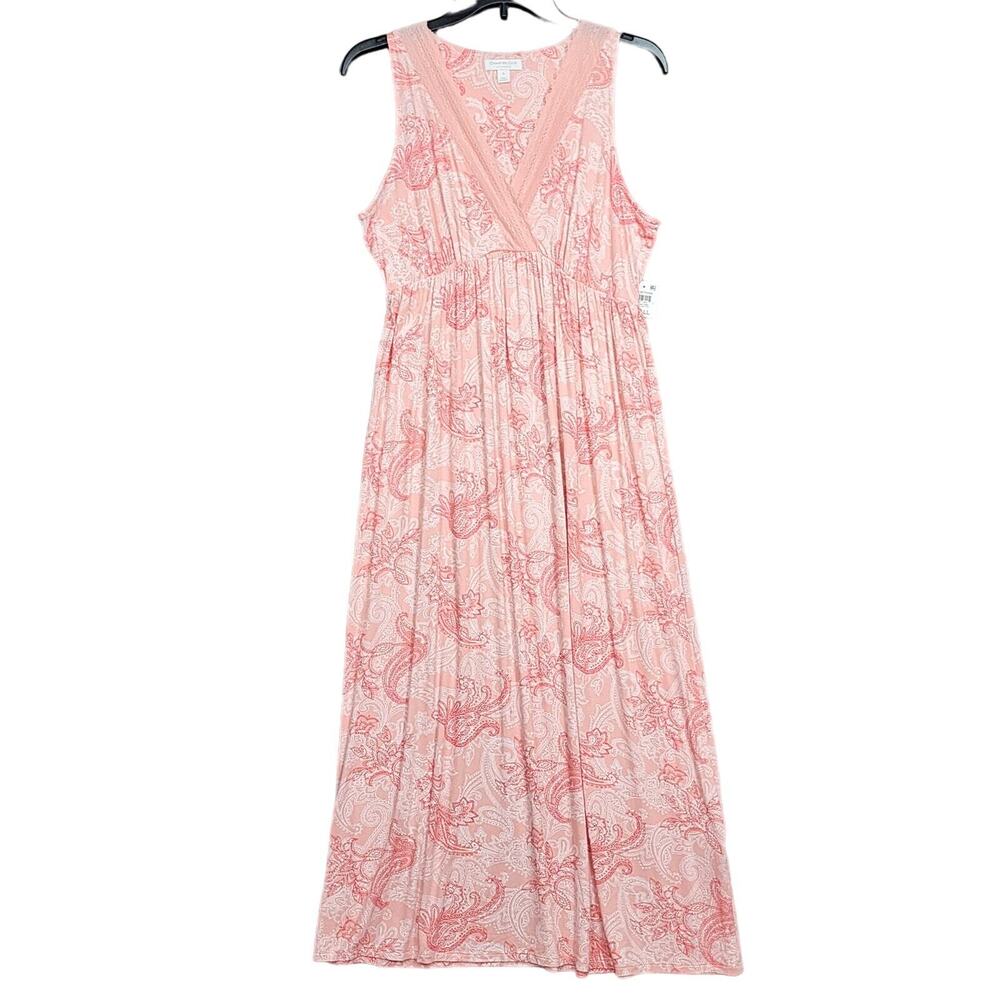 Charter Club Sleeveless Nightgown Lace Trim Orange Blossom Paisley Small