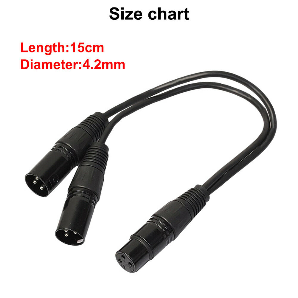 2 pcs 3-Pin XLR Female to Dual 2 Male Y Splitter Mic Cable Adaptor 16 AWG
