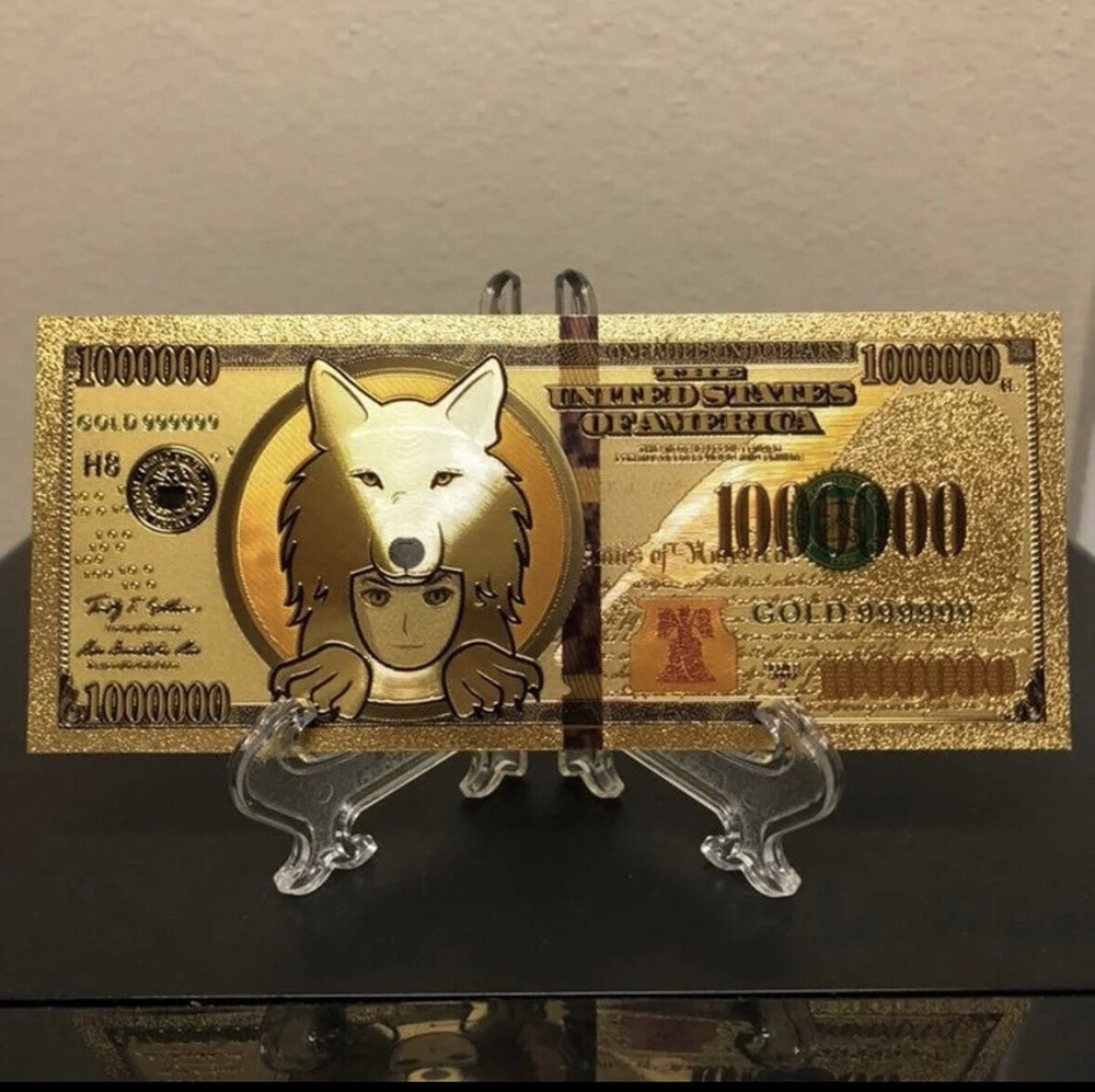 24k Gold Foil Plated Saitama Inu Coin (cryptocurrency) Banknote Collectible-image