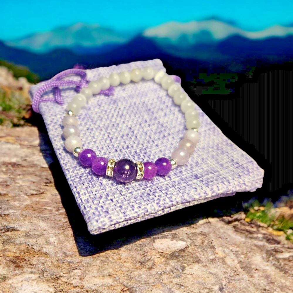 Anxiety Relief Gemstone Bracelet for Calm Peaceful Energy and Stress Management