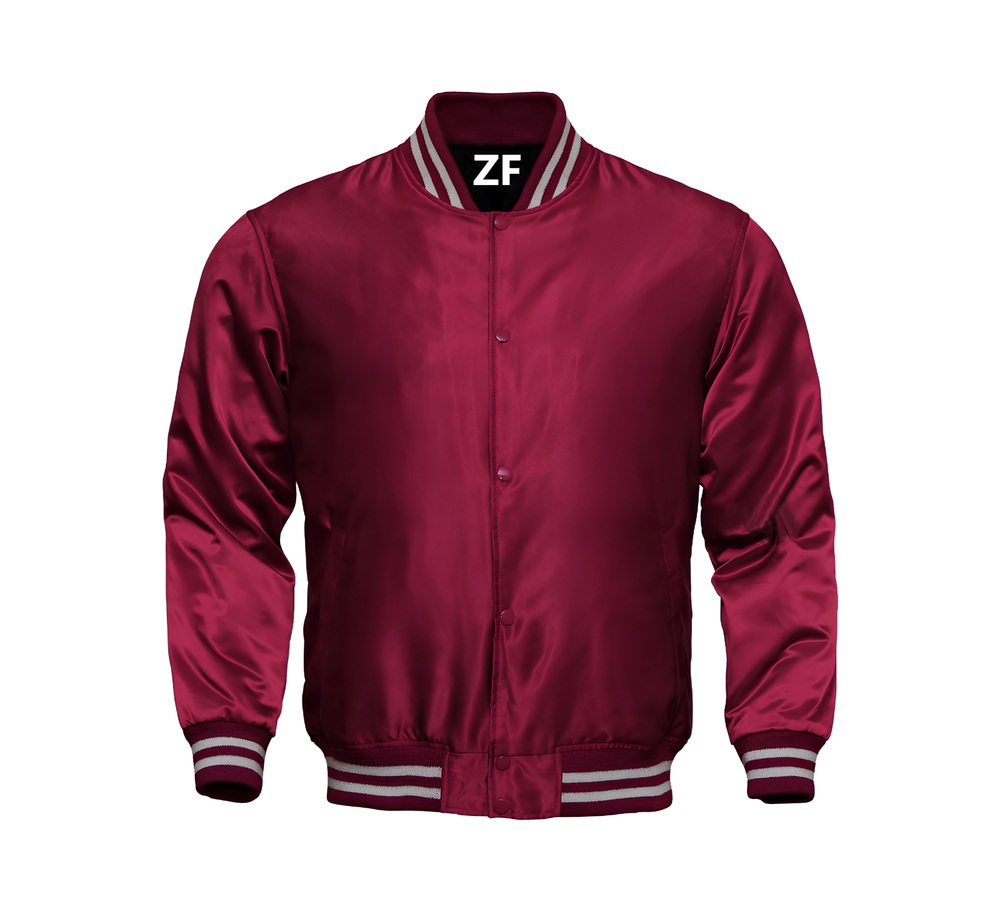 Custom Maroon Satin Letterman Jacket for Men - Personalized Varsity Style-image