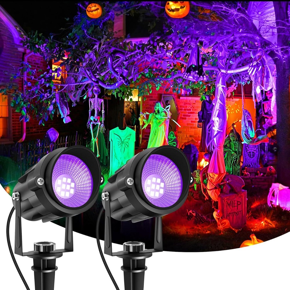Halloween Outdoor Black Light Spotlight, LED Lights 2pack