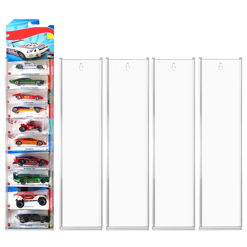 5 Pack Acrylic Model Car Display Case Wall Mount Compatible with Hot-Wheels M...