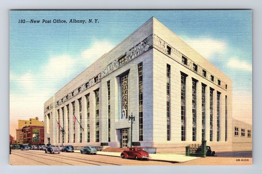 Albany NY-New York, New Post Office, Antique, Vintage Souvenir History Postcard