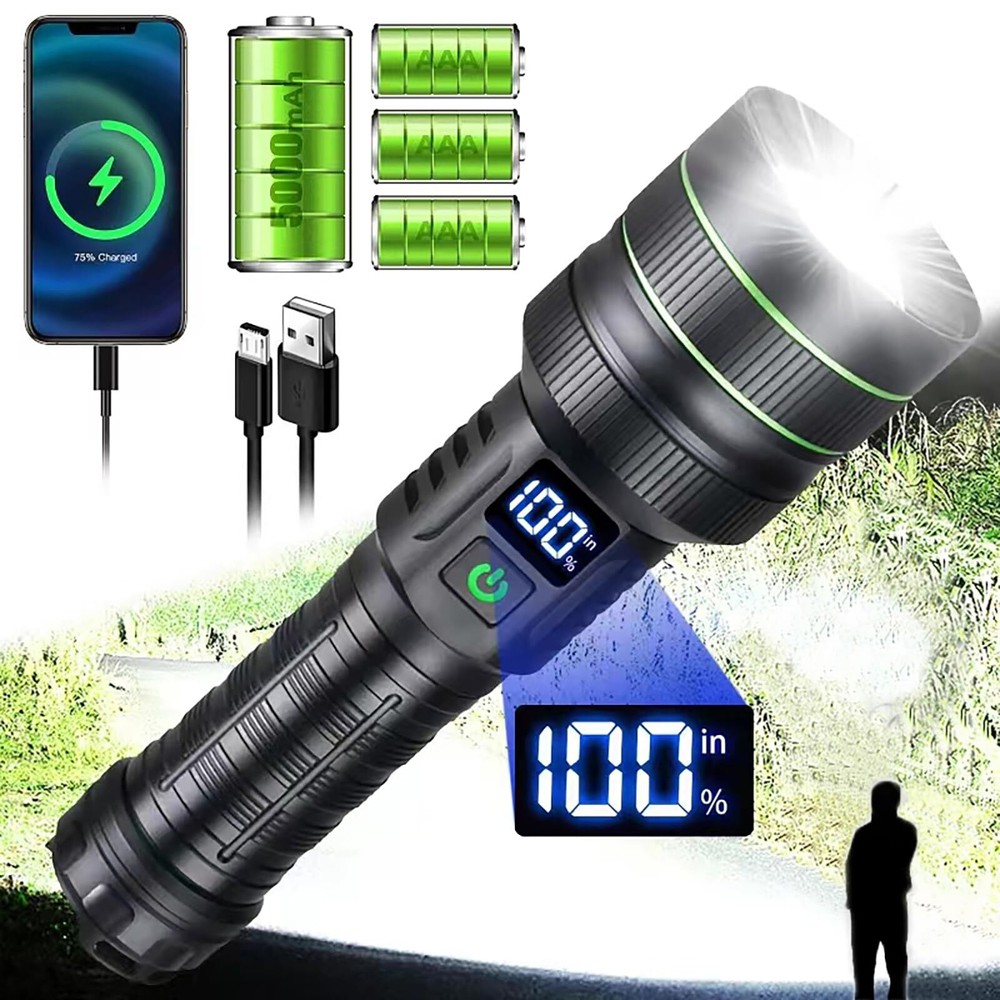 Super Bright LED Rechargeable Flashlight, 120,000 High Lumens Flashlights, XH...