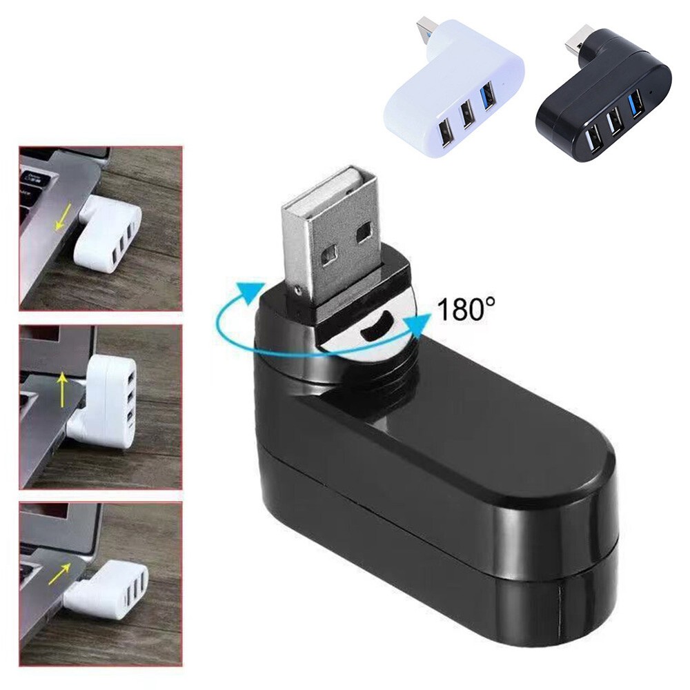 4-Port Rotatable USB 2.0 Hub with Multi-Splitter Function