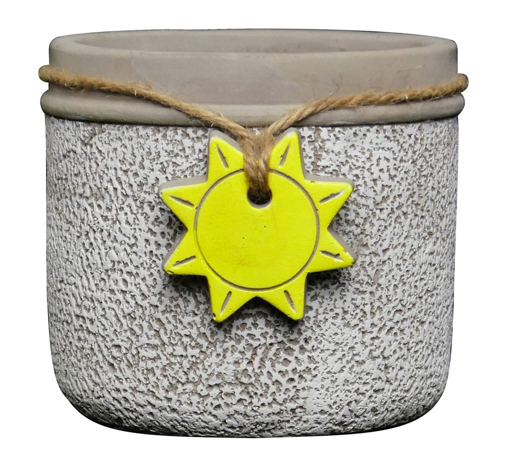 210054P-396 Sun Pot Planter, Small, Whitewash