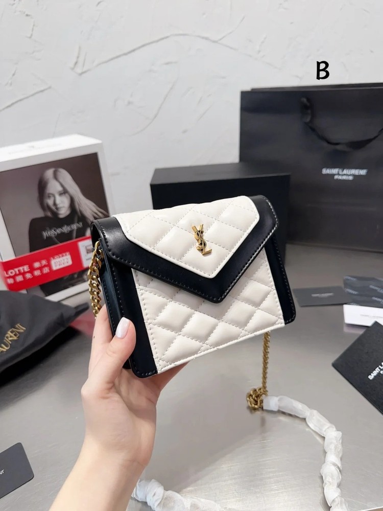 Saint Laurent Gold Chain Envelope Crossbody Bag