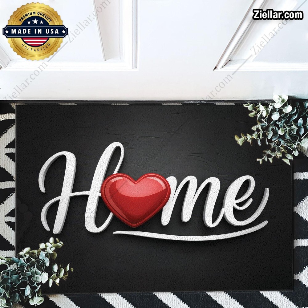 Custom Heart Welcome Mat with Personalized Text – Housewarming Gift