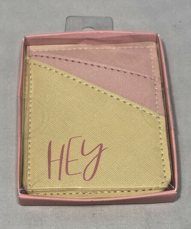 Pink Yellow Hey Adhesive Credit Card Holder Phone Wallet Pocket Sticker-image