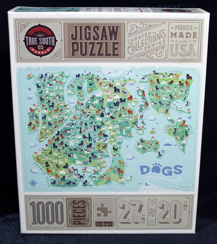 True South Dogs Make The World Go Round 1000 pc Jigsaw Puzzle Mutts Canine