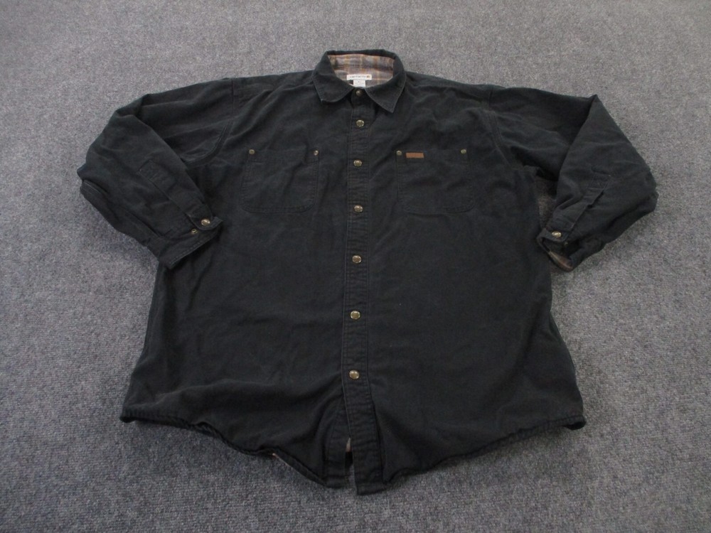 Carhartt Mens XL Heavy Work Jacket Flannel Lined Canvas Barn Coat Snap Front