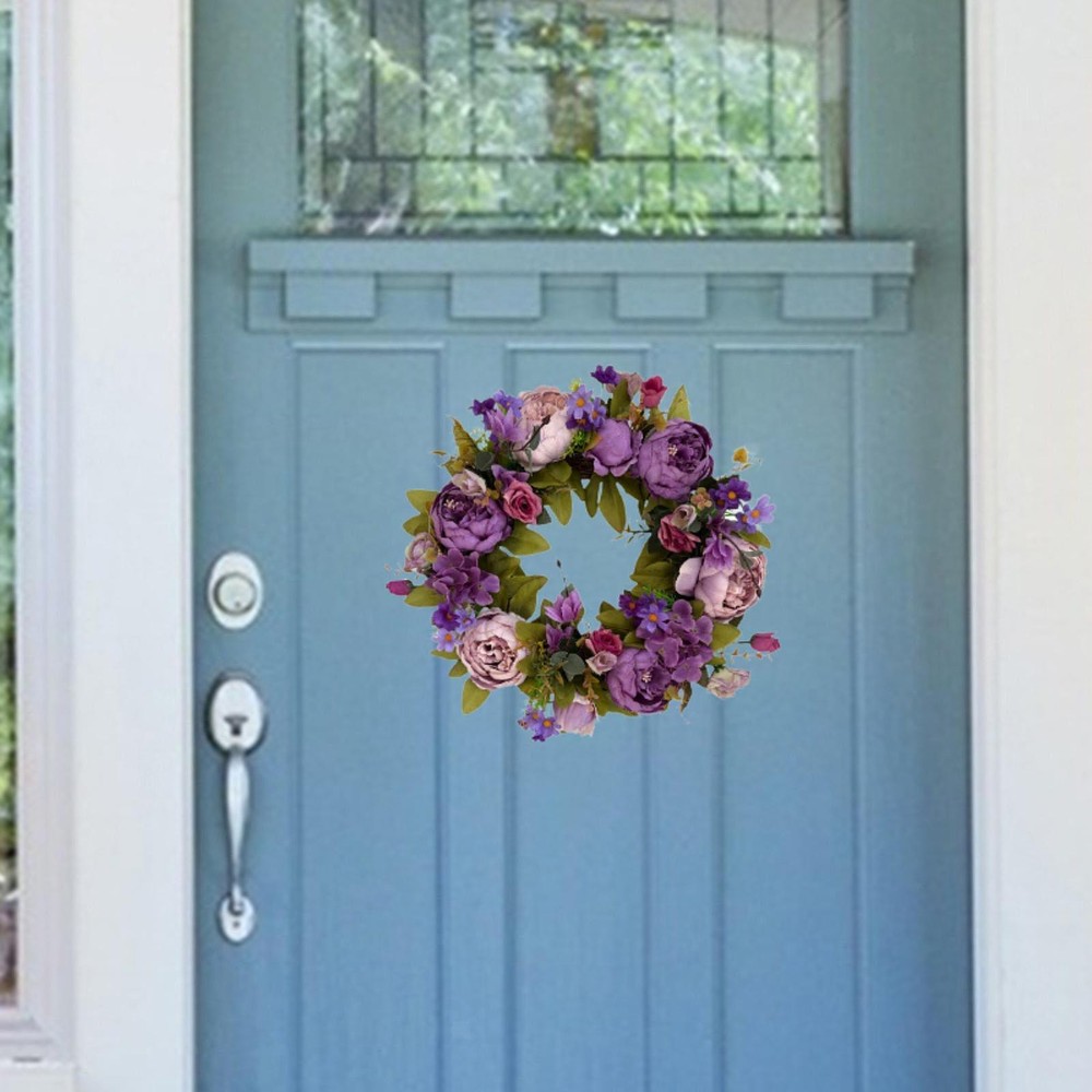 Artificial Peony Flower Wreath for Front Door for Front Door Party Outside
