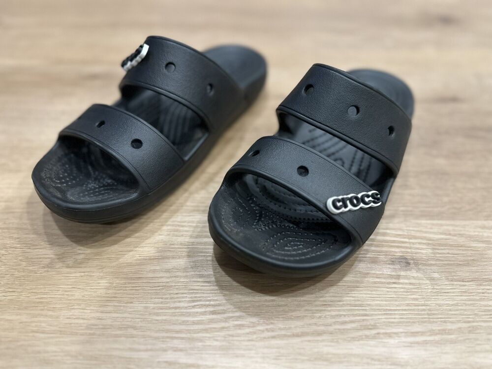 Crocs Unisex Classic Black Two-Strap Waterproof Slides Size W9