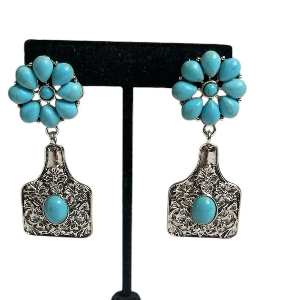 NWT Silver & Turquoise Bottle Shaped Dangle Earrings
