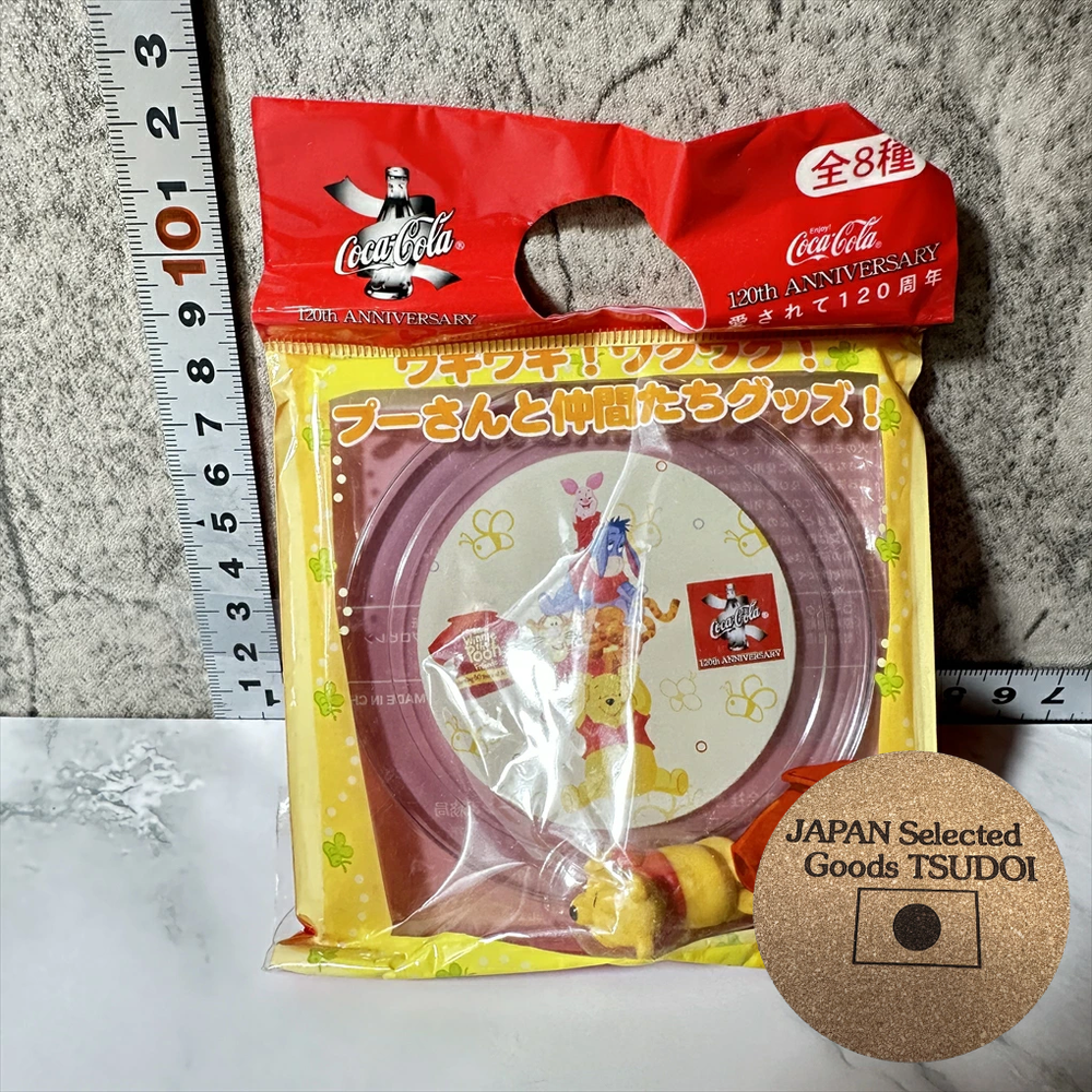 Coca-Cola Winnie the Pooh Resin Coaster & Figure Set Japanese Promo 3.5 Inch AS 000647