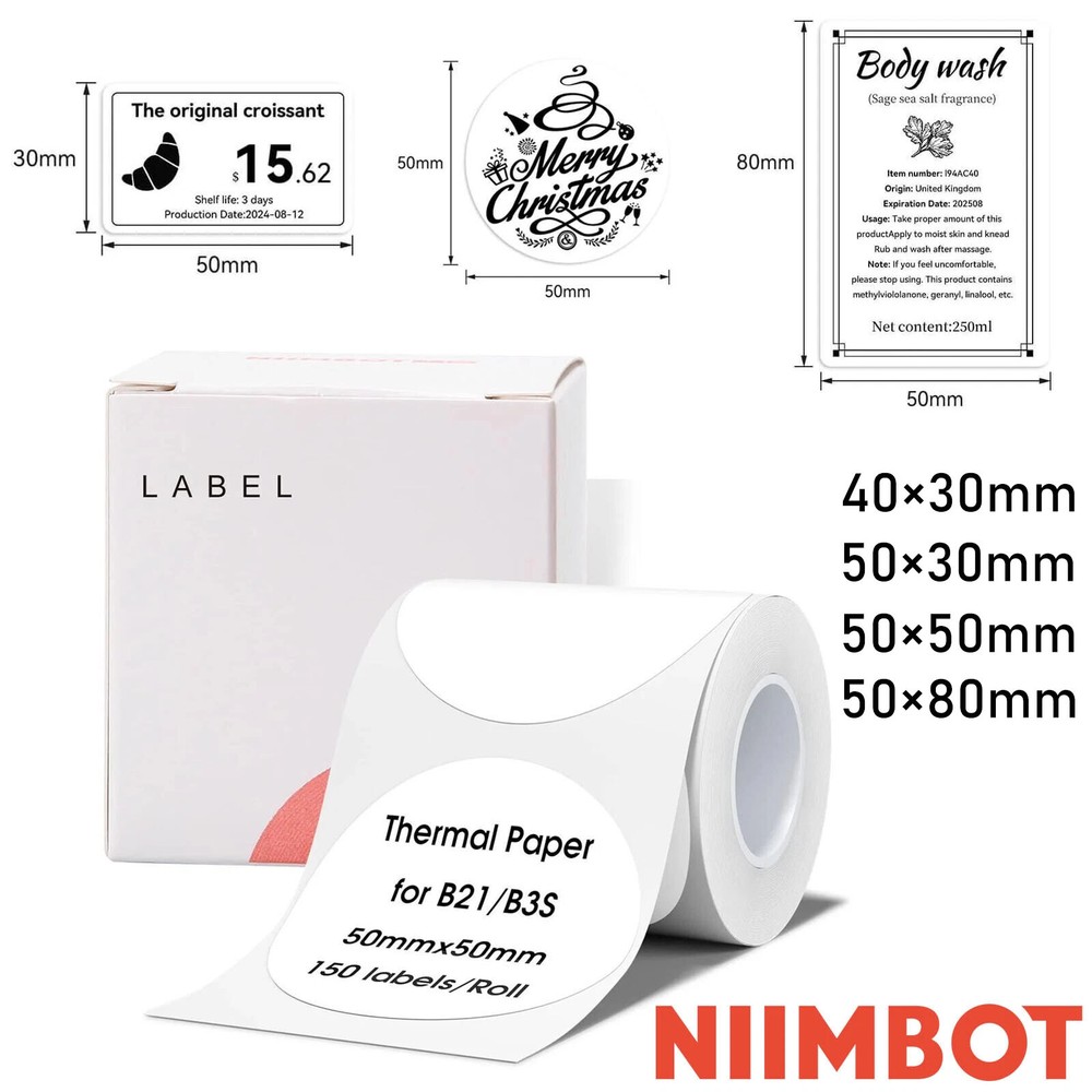 White Self-Adhesive Square Sticker Labels for NIIMBOT B1 B21 Printer