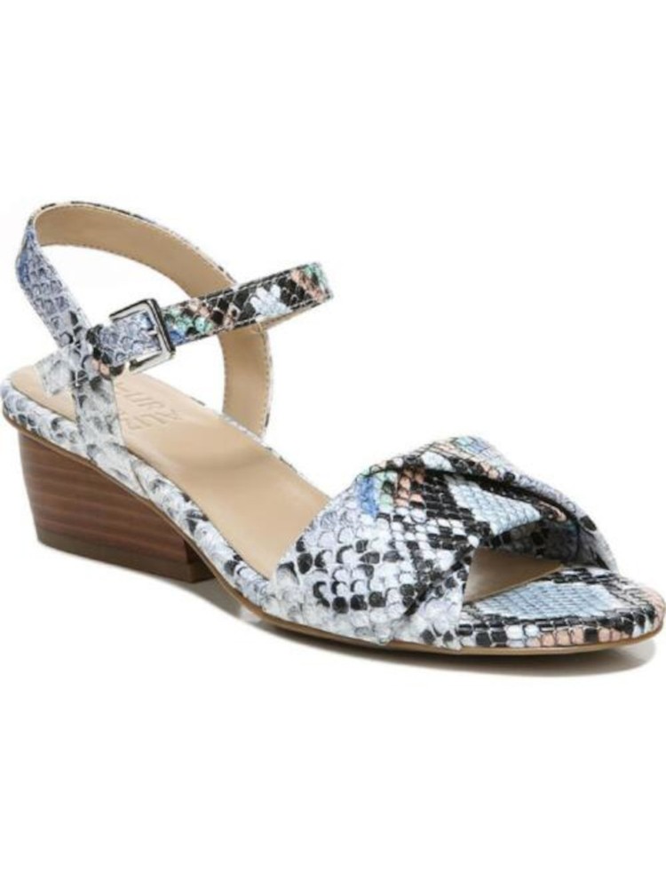 NATURALIZER Womens Light Blue Snake Print Traci Open Heeled Sandal 5.5 M