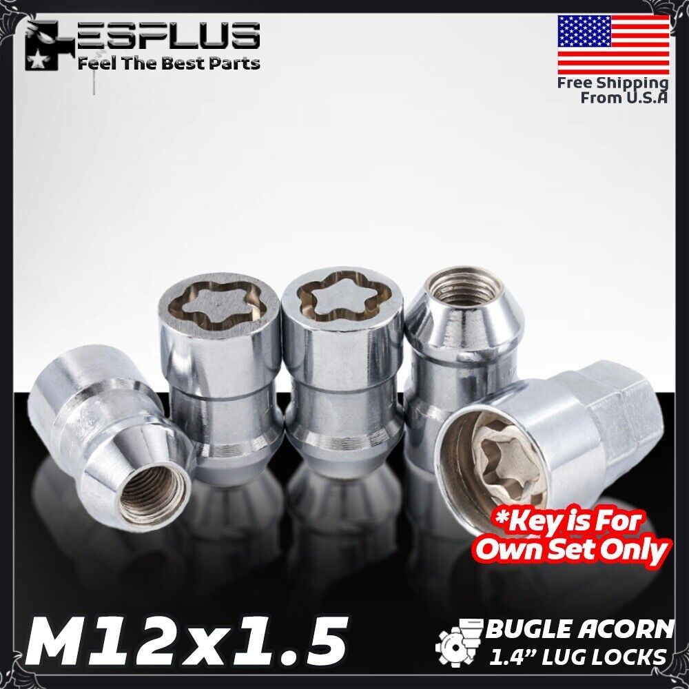4pc Chrome M12x1.5 Acorn Wheel Lock Set Fit Honda Acura Hyundai Genesis