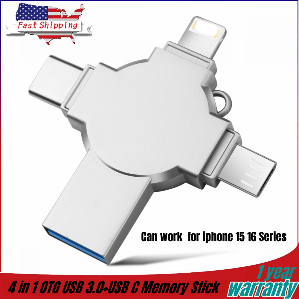 4-in-1 USB 3.0 Type-C Flash Drive for iPhone Android Photos Videos Storage